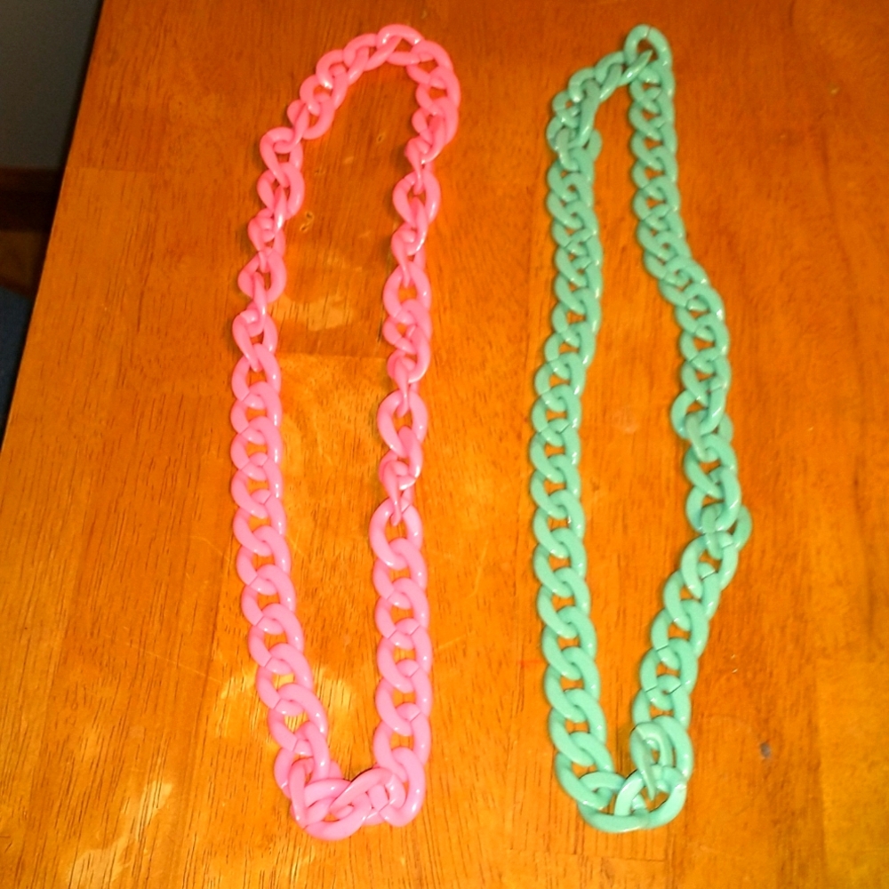 2 Chain link neon necklaces perfect for an 80's costume